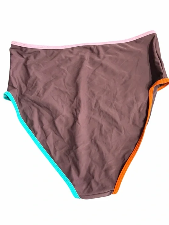 Cupshe Brown One-Piece Bikini with Multicolor Straps and Bright Trim - Picture 2 of 5